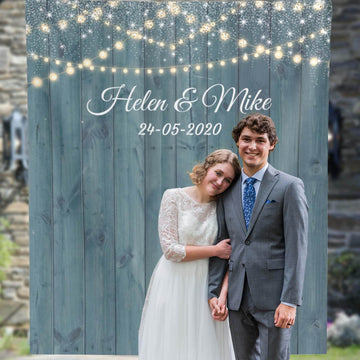 Rustic Wedding Backdrop for a Dusty Blue Wedding Theme - iJay Backdrops